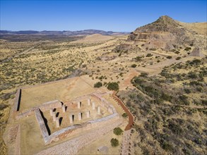 Aerial of the archeological site La Quemada also known as Chicomoztoc