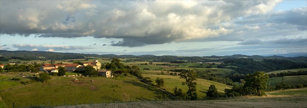 View of the village of La Chapelle-sur-Usson in Livradois-Forez regional natural park