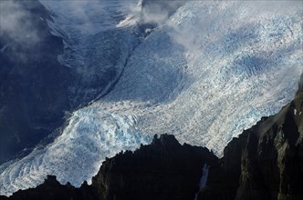 Snow-capped mountains and huge glacier