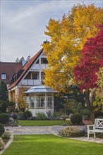 Villa with autumnal garden and pavilion in Bad Woerishofen