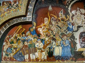 18th century Ramayana murals on Bodinayakanur palace walls