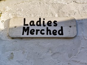 Bilingual sign on a ladies' toilet with the inscription Ladies