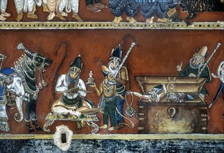 18th century Ramayana murals on Bodinayakanur palace walls