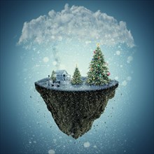 Winter holidays illustration of a isolated dreamland