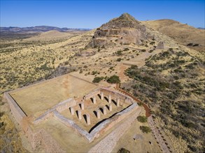 Aerial of the archeological site La Quemada also known as Chicomoztoc