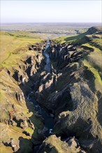 Aerial view of Fjaorargljufur Canyon