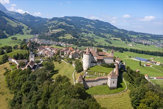 Aerial of the Gruyere castle