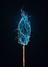 Different thinking concept as an unusual matchstick burning in a water flame