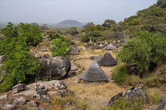 Traditionally built huts of the Laarim tribe