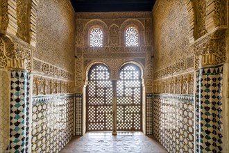 Arabic interiors of Nasrid Palace of Alhambra palace complex in Granada