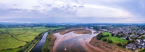Panorama of River Exe in Topsham and Exeter