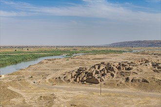 Overlook over the Tigris river from the Unesco site the old Assyrian town of Ashur or Assur