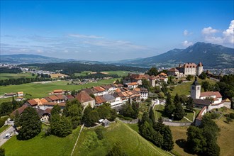 Aerial of the Gruyere castle