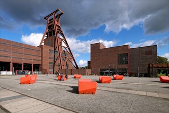 Seating cubes on the square between the visitor centre and the winding tower at Zeche Zollverein