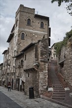 Stairs and medieval buildings on Via San Francesco