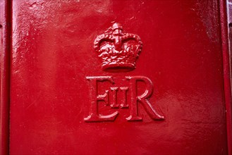 EIIR Elizabeth II Regina symbol red on letterbox