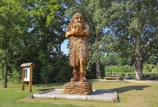 Art project Stone Age man carves lion man