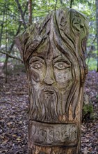 Wooden figure in the magic forest Fichtenau-Wildenstein