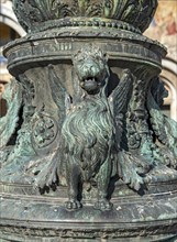 Winged lion on a column oustide St Mark's Basilica