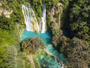 Aerial of the Minas viejas waterfalls