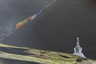 Choerten of a Tibetan monastery in the grassland of Tagong
