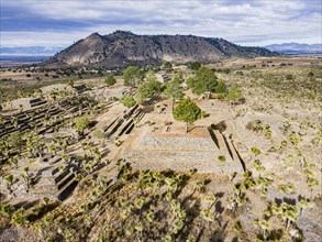 Aerial of the Mesoamerican archaeological site Cantona