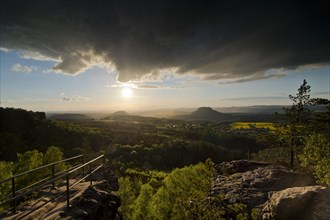 Sunset mood after thunderstorm in Saxon Switzerland