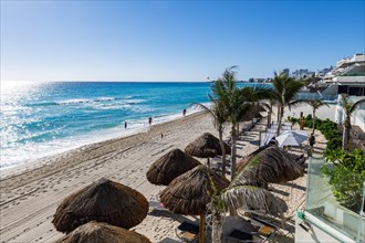 White sand beach in the hotel zone of Cancun