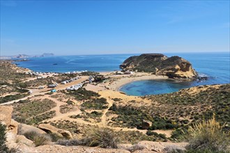 Hiking trail from San Juan de los Terreros to Aguilas with view from above to Playa Cocedores and Carolina