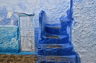 Blue Staircase with Blue Wall