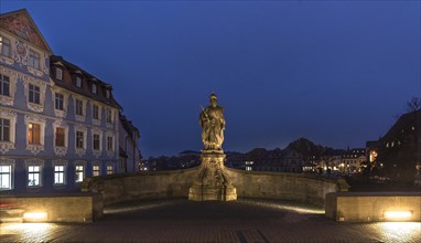 Sculpture of Empress Kunigunde on the Lower Bridge at the Blue Hour