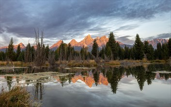 Mountain peaks at dawn