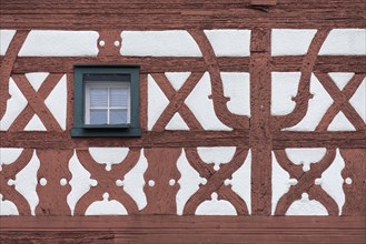Detail of a historic half-timbered house from 1771