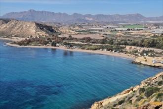 Hiking trail from San Juan de los Terreros to Aguilas with view from above to Playa de Palmeras
