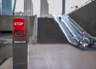 Emergency switch to stop the escalator at Potsdamer Platz station