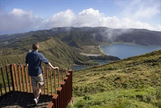 Viewing terrace with view to the crater lake Lagoa do Fogo