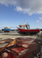 Fishing boats in the dry deck in the harbour