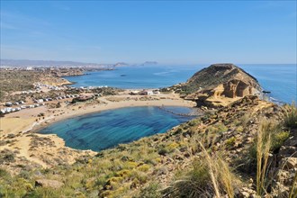 Hiking trail from San Juan de los Terreros to Aguilas with view from above to the beaches in front of Aguilas