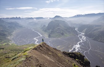 Hiker looking over landscape