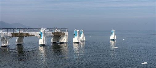The icy pier in the Baltic resort of Sellin