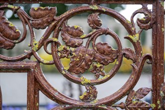 Metal fence decorated with ornaments in the palace garden at Schwerin Palace
