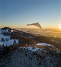 Frohburg castle ruins in winter