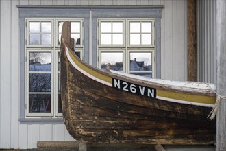 Historic ship at the boathouse in Reine harbour