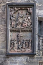 Historical religious reliefs on the St. Sebald Church