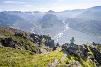 Hiker enjoying view