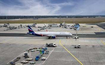 Aeroflot aircraft on the tarmac at Frankfurt Airport