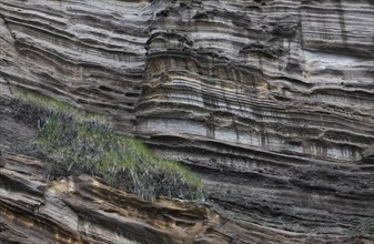 Eroded lava rock on the cliff