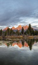 Mountain peaks at dawn