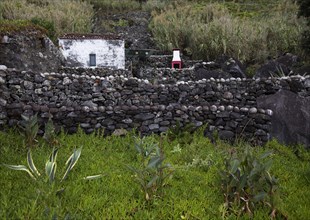 Dwelling house with lava stone wall and garden in the village of Rocha da Relva