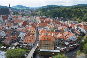 Town view with St. Vitus Church from the castle tower